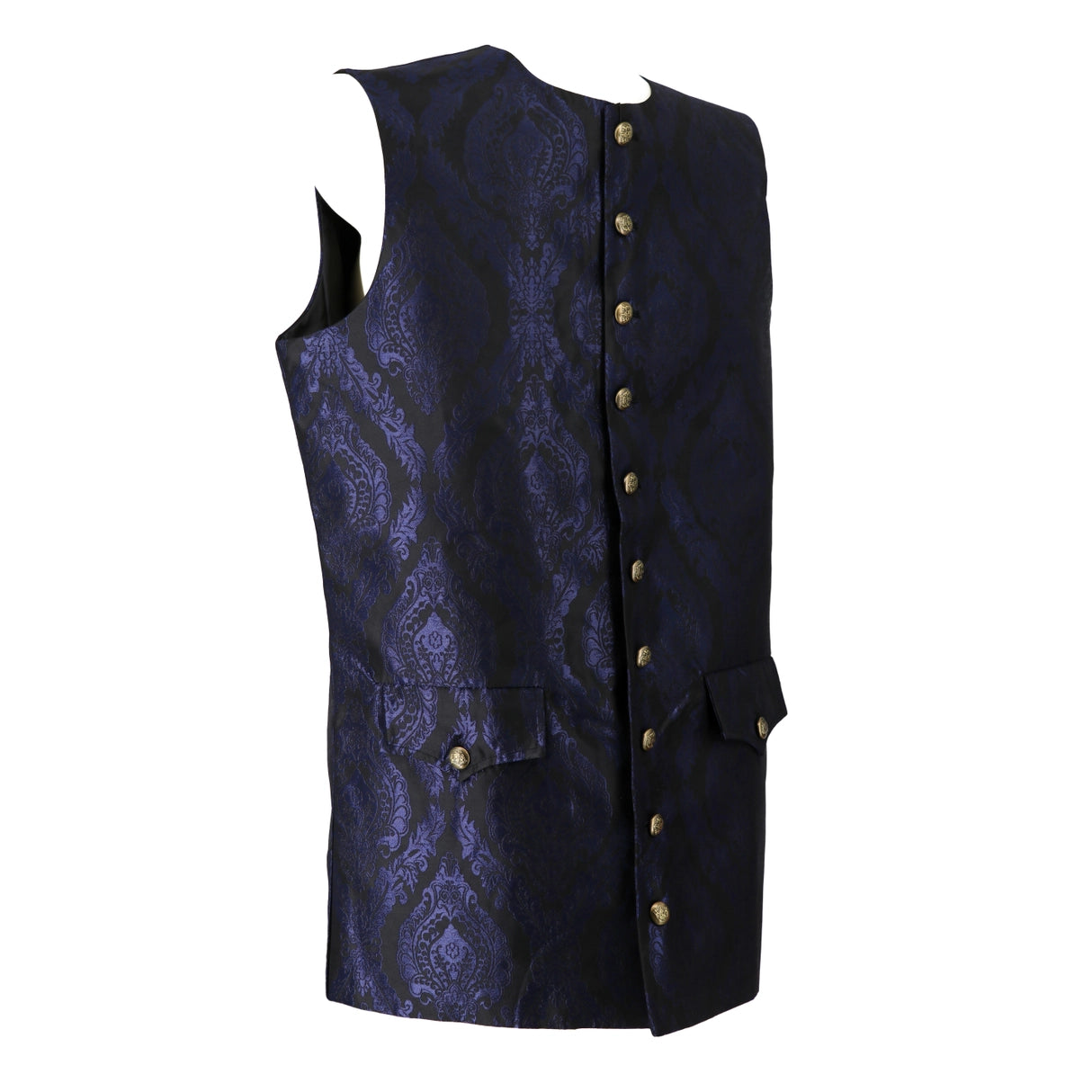 Blue Jacquard Brocade Pirate Vest