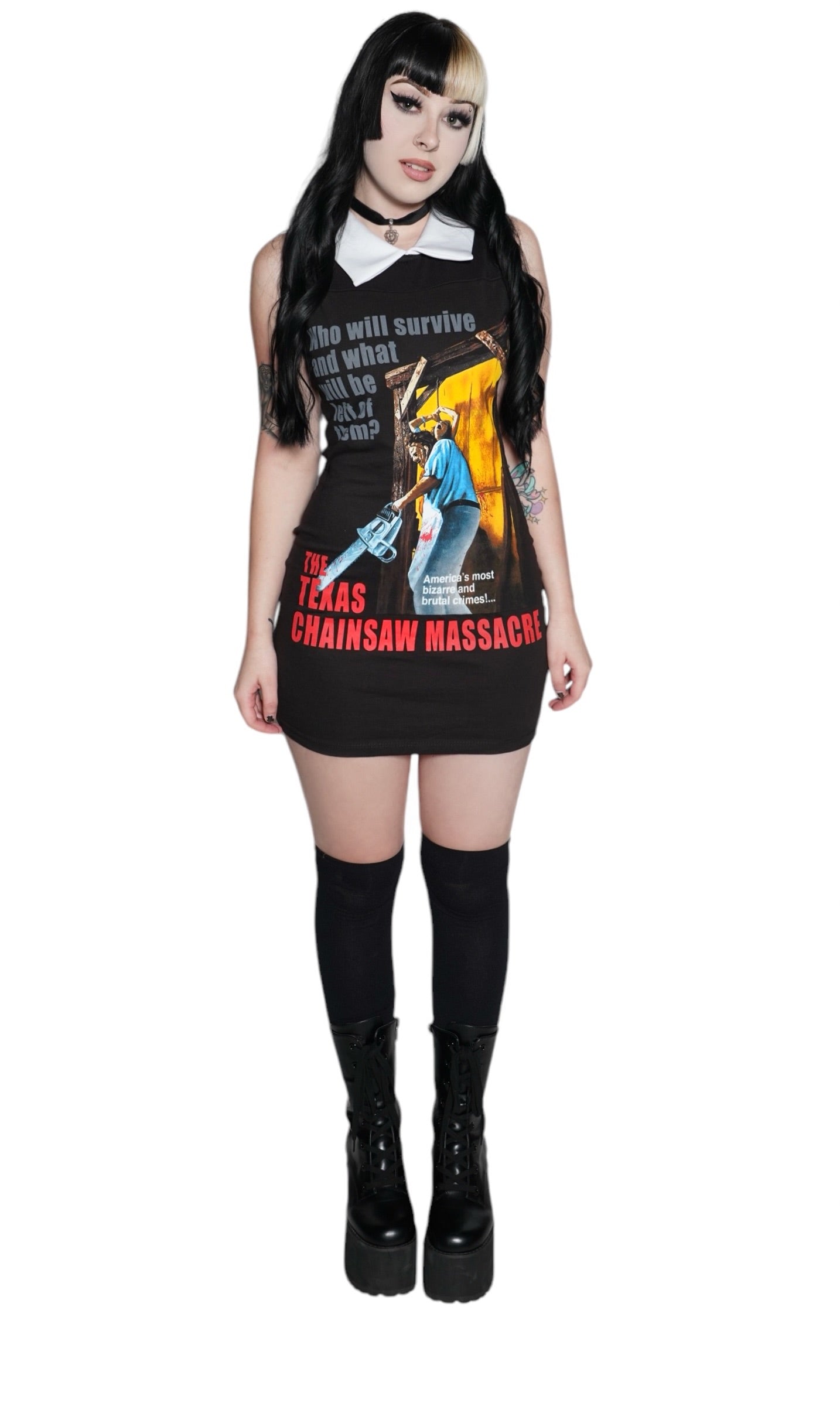 Handmade Texas Chainsaw Massacre Movie Poster Peter Pan Collar Dress