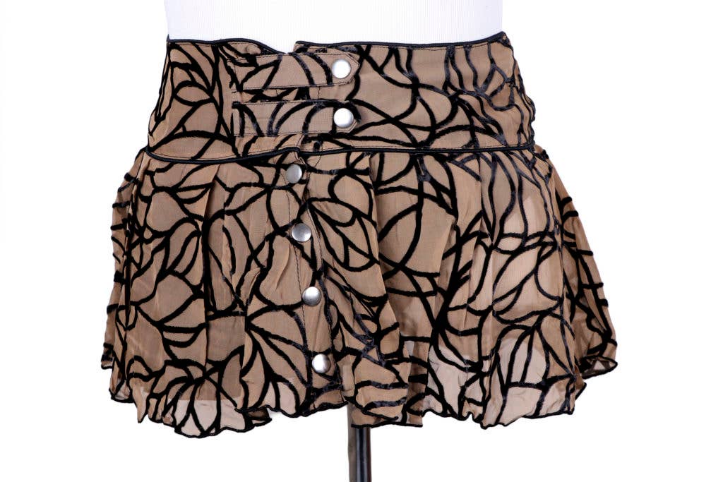 Camel Burnout Velvet Skirt - Spider Pattern