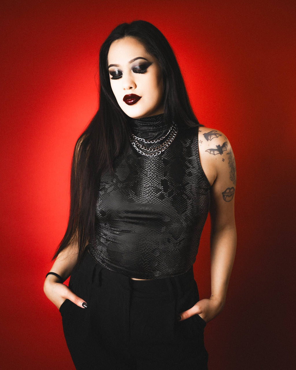 Onyx Serpent Crop Top