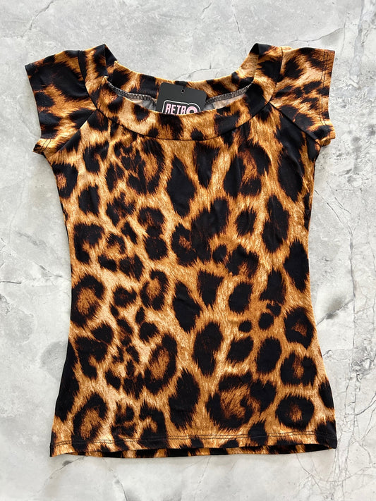 Retrolicious Boat Neck Top in Leopard