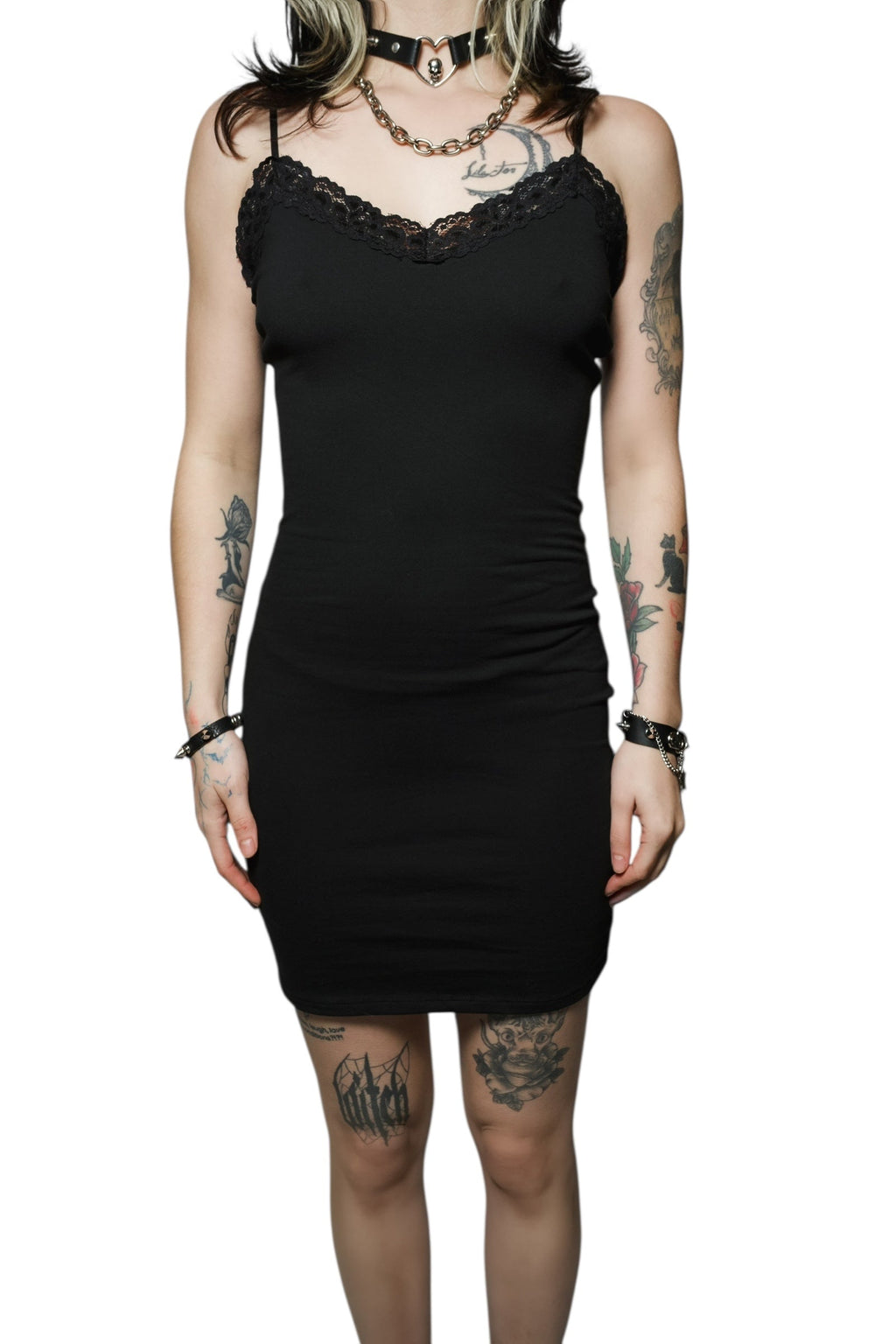 All Black Lace Strap Dress