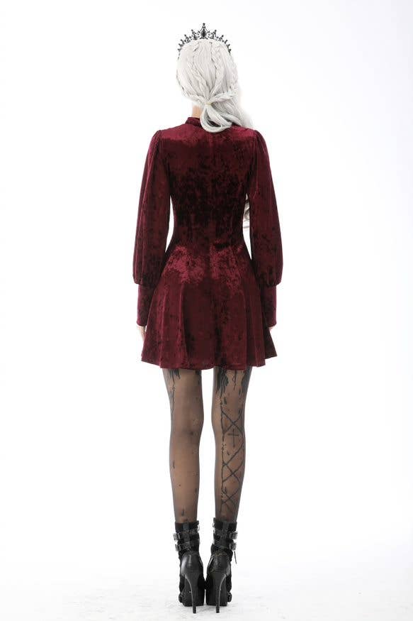 DW604 - Lace Burgundy Velvet Dress