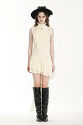 Steampunk Beige Irregular Lace Dress