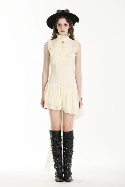 Steampunk Beige Irregular Lace Dress