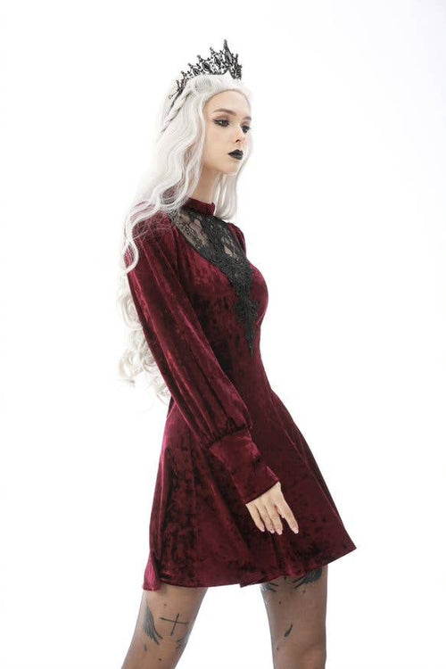 DW604 - Lace Burgundy Velvet Dress