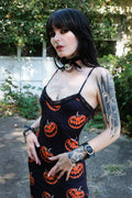 Pumpkins Print Lace Strap Dress