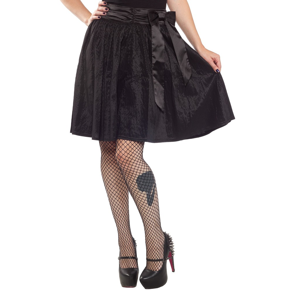 Skirt - Sourpuss - Black Shadow Swing Bow Retro Rockabilly