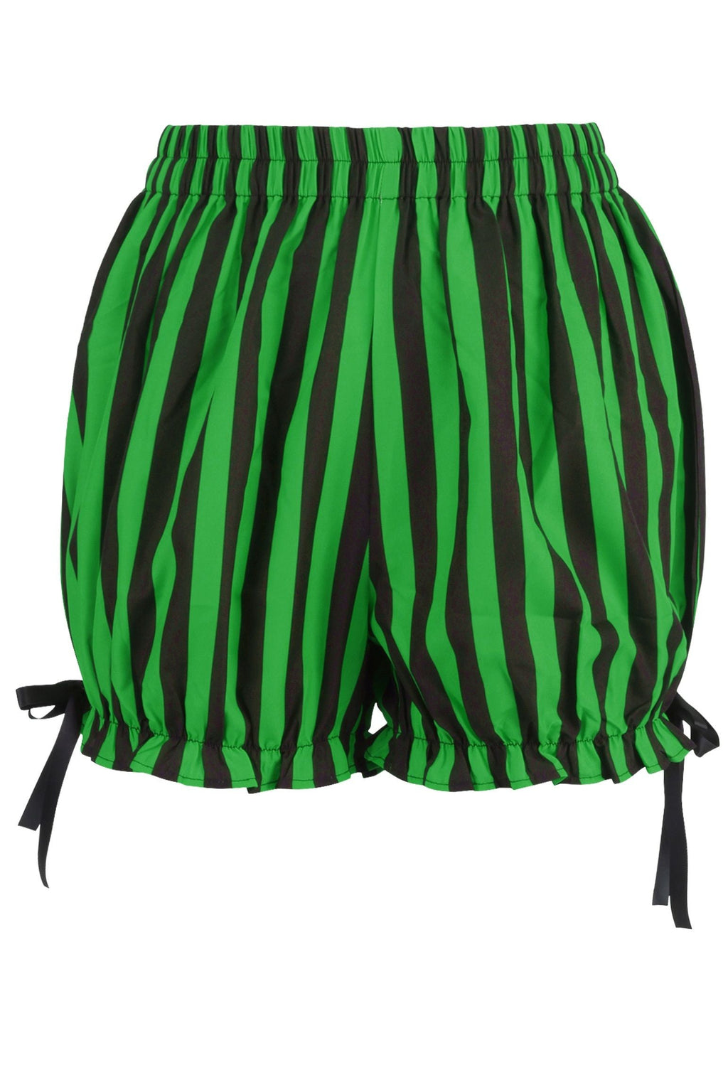 Top Drawer 2 PC Green/Black Striped Burlesque Steel Boned Corset & Bloomer Set