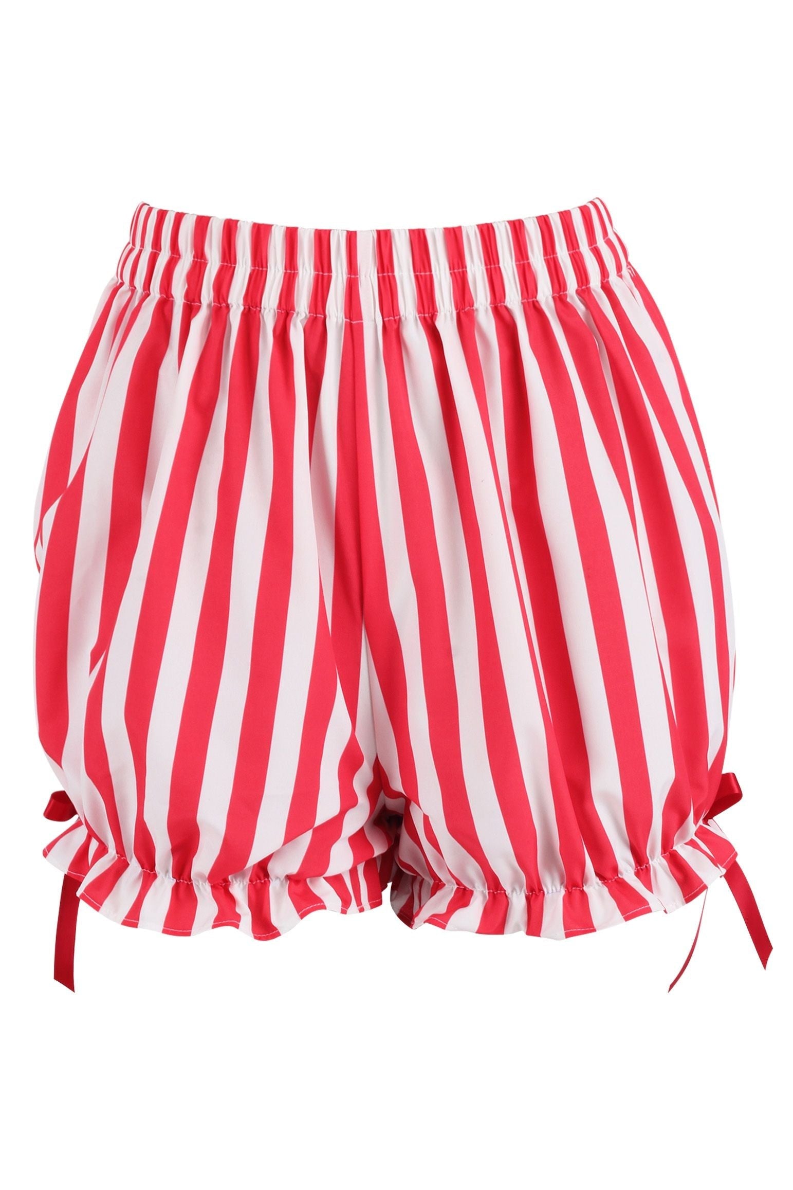 Top Drawer 2 PC Steel Boned Red Vinyl Patent Corset & Striped Bloomers Set