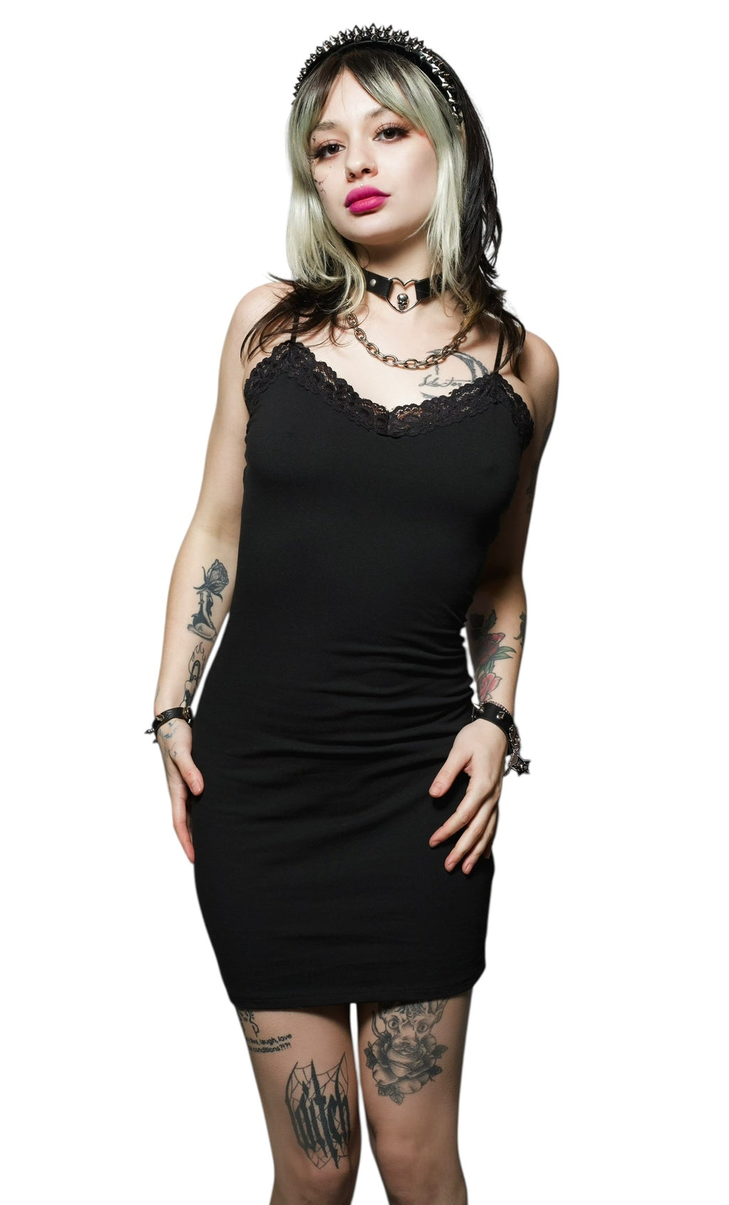 All Black Lace Strap Dress