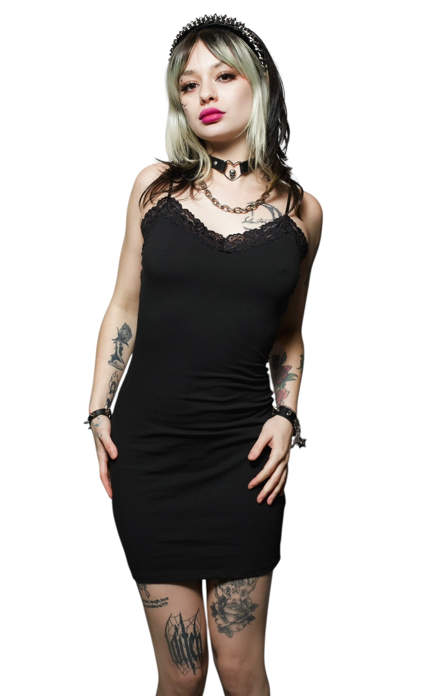 All Black Lace Strap Dress
