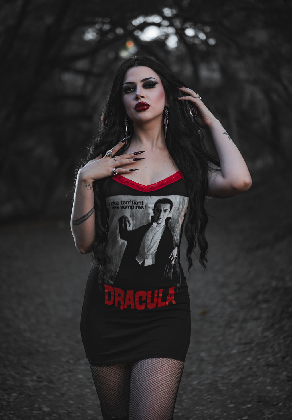 Handmade Dracula Red Lace Strap Dress
