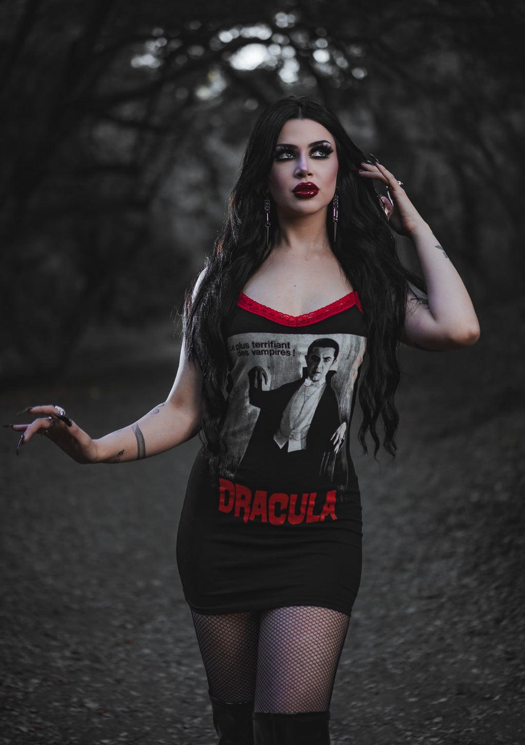 Handmade Dracula Red Lace Strap Dress