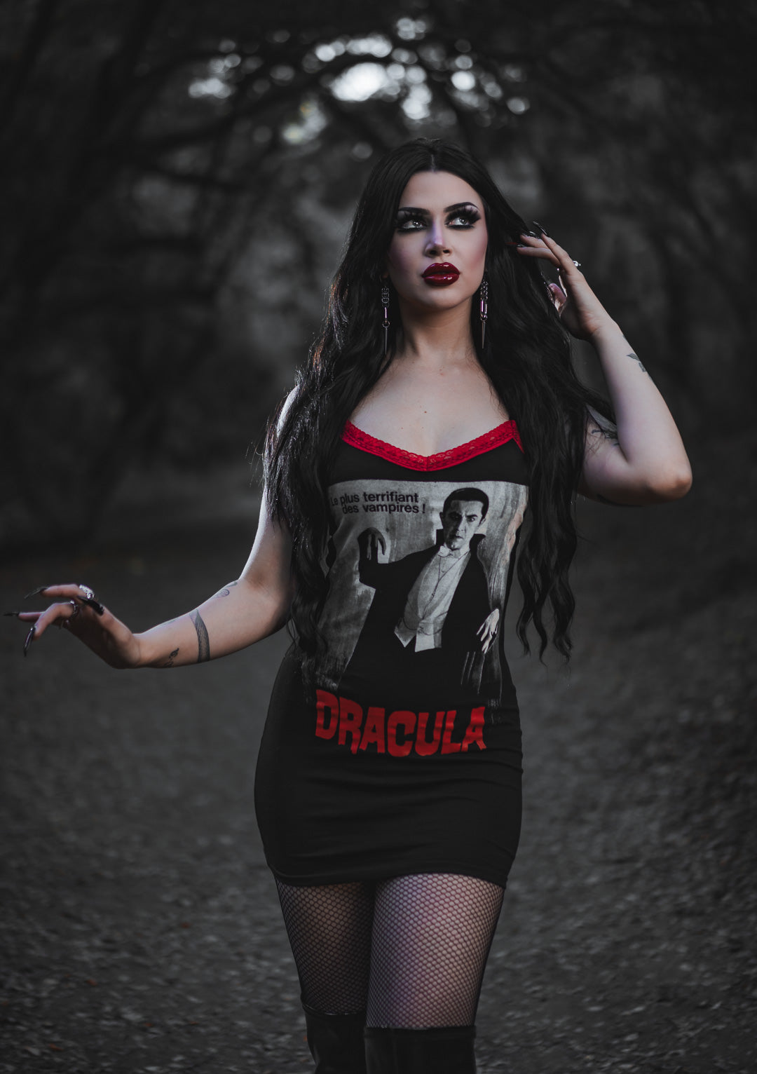 Handmade Dracula Red Lace Strap Dress
