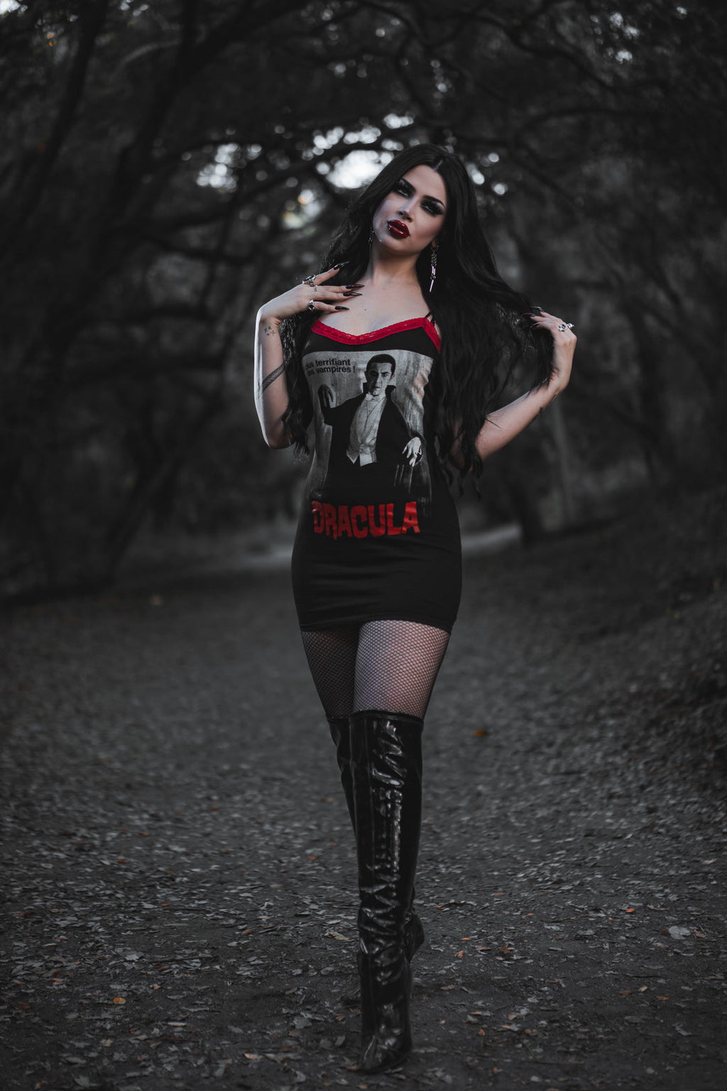 Handmade Dracula Red Lace Strap Dress