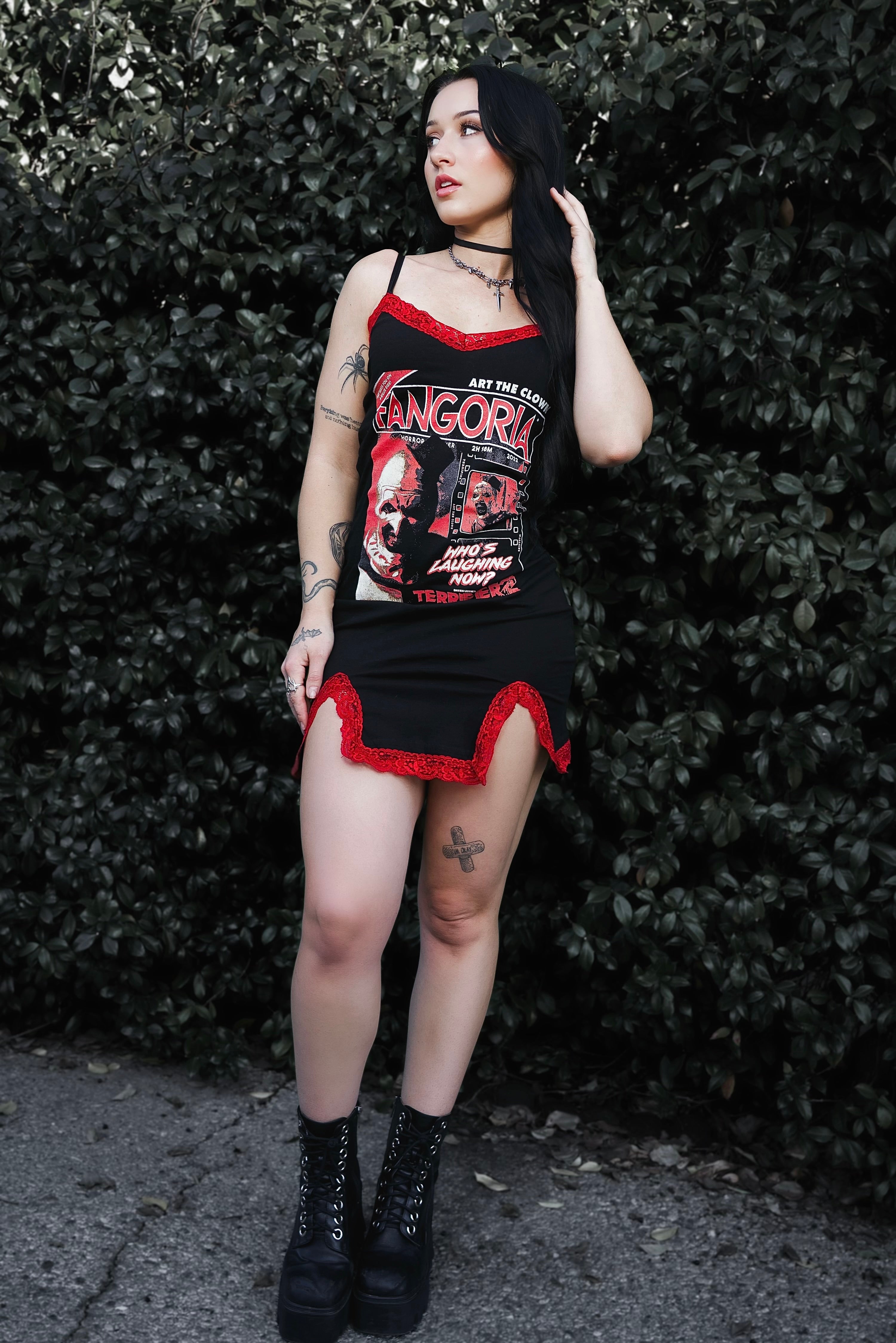 Terrifier x Fangoria Slit Red Lace Dress