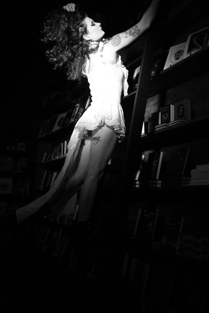 Steampunk Beige Irregular Lace Dress