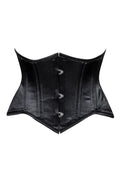 Lavish Black Satin Mini Cincher Underbust Corset Waist Cincher Busk Closure