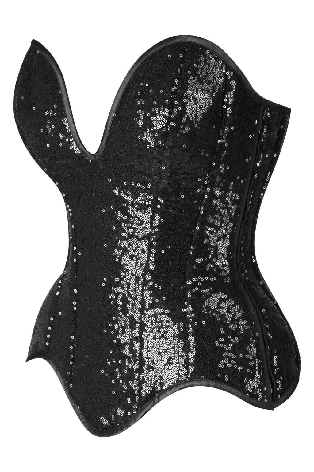 Top Drawer 5 PC Premium Black Sequin Dark Angel Corset Costume