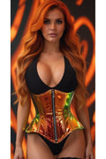 Top Drawer Sunset Holo Double Steel Boned Underbust Waist Cincher Corset