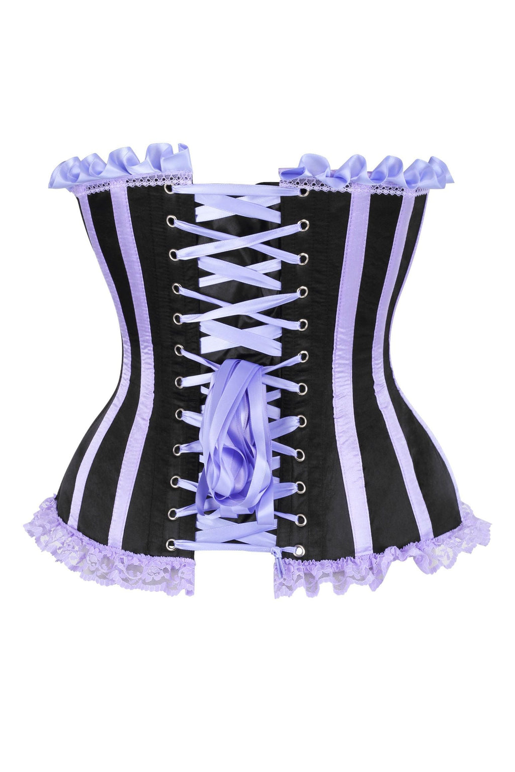 Top Drawer 2 PC Purple/Black Striped Burlesque Steel Boned Corset & Bloomer Set
