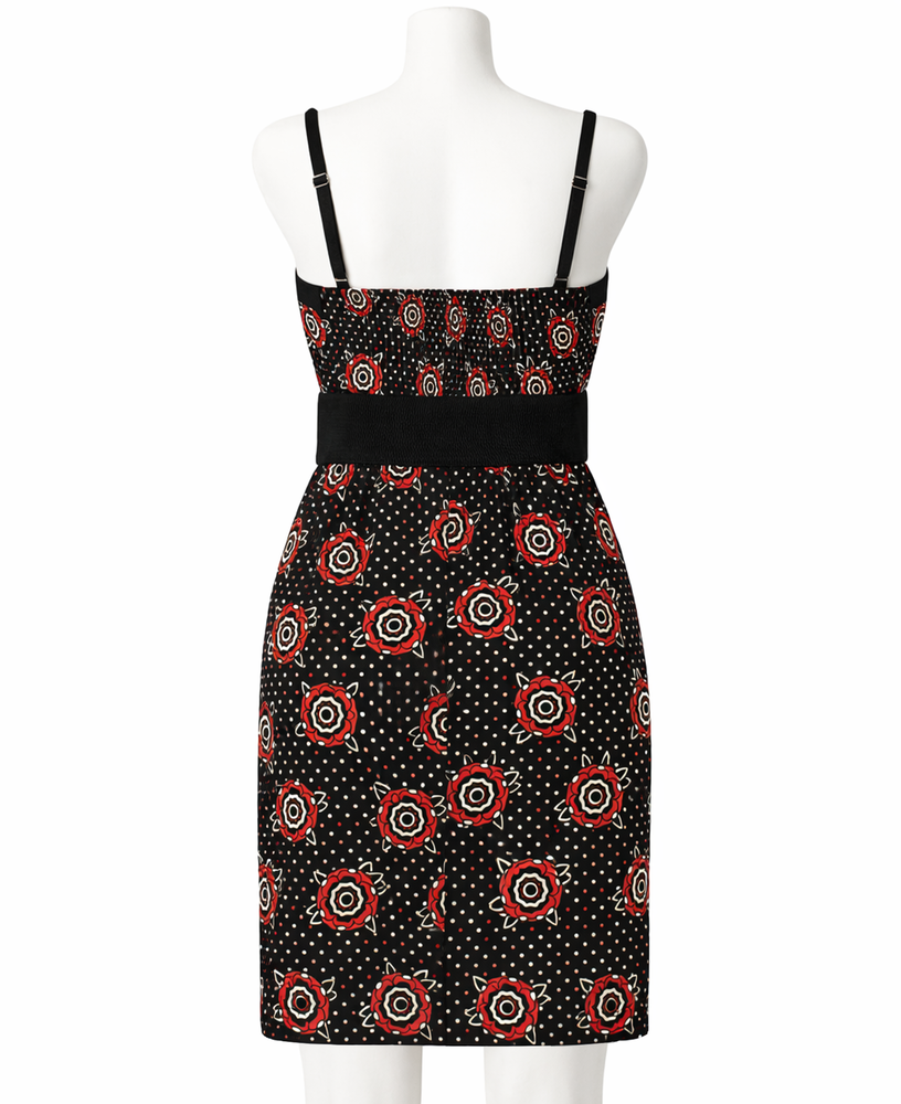 Sourpuss Dress - Tattooed Roses Slit Classic Retro Punk Belt