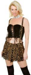 XC877 - Burnout Velvet Skirt with Straps - Leopard Print