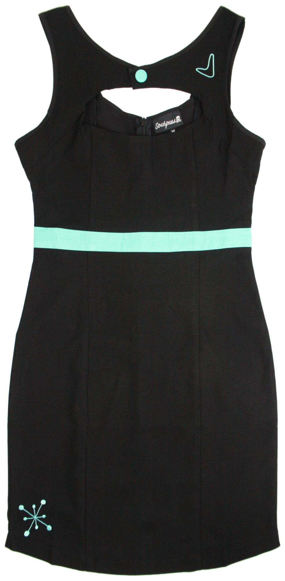 Sourpuss Out of Orbit Black Retro Atomic 50s Dress MEDIUM
