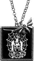 Necklace - Sourpuss - Black Webbed Girl Frame With Bat