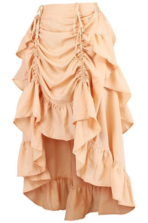Beige Crepe Adjustable High Low Skirt - Daisy Corsets