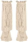 Beige Sheer Lace Smocked Sleeves - Daisy Corsets