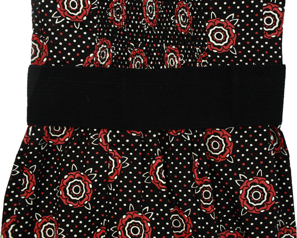 Sourpuss Dress - Tattooed Roses Slit Classic Retro Punk Belt