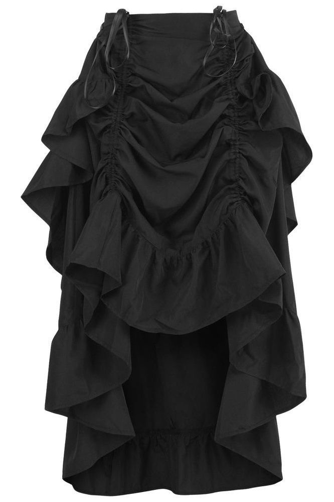Black Crepe Adjustable High Low Skirt - Daisy Corsets