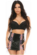 Black Patent Lace - Up Skirt w/Lt Purple Lacing - Daisy Corsets