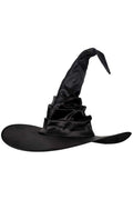Black Satin Ruched Witch Hat