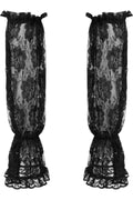 Black Sheer Lace Smocked Sleeves - Daisy Corsets