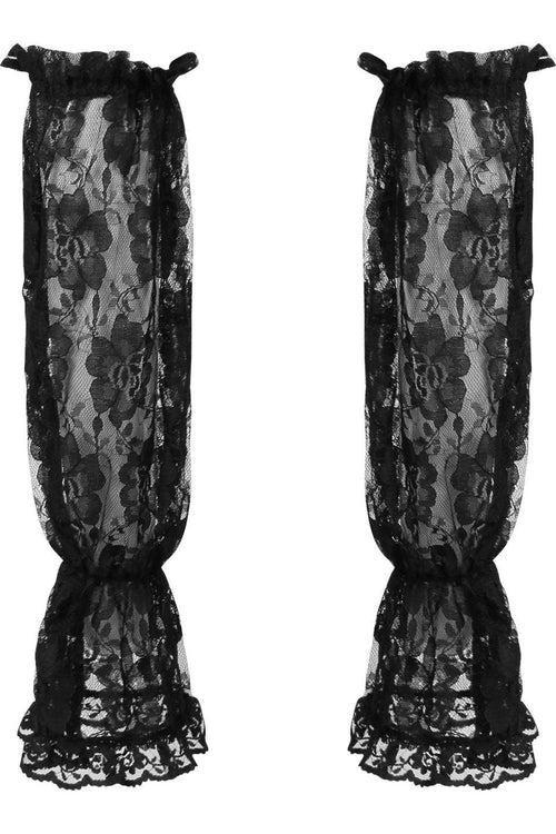 Black Sheer Lace Smocked Sleeves - Daisy Corsets