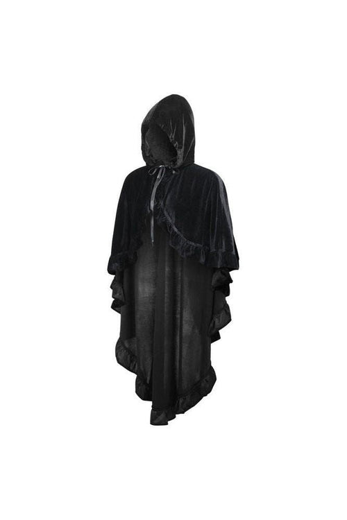 Black Velvet Hooded Ruffle Cape - Daisy Corsets