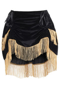 Black Velvet w/Gold Fringe Burlesque Bustle Skirt - Daisy Corsets