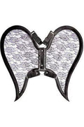 Black/Black Faux Leather & Lace Angel Wing Body Harness - Daisy Corsets