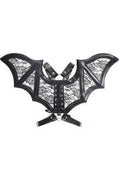 Black/Black Faux Leather & Lace Wing Harness - Daisy Corsets