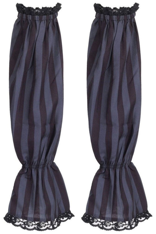 Black/Dark Grey Striped Smocked Sleeves - Daisy Corsets