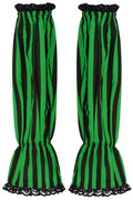 Black/Green Striped Smocked Sleeves - Daisy Corsets