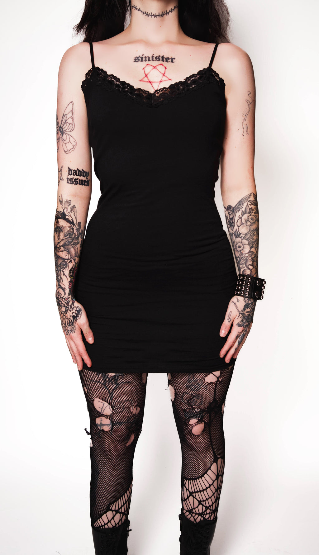 All Black Lace Strap Dress