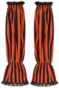 Black/Orange Striped Smocked Sleeves - Daisy Corsets