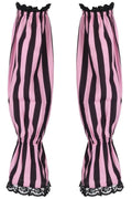 Black/Pink Striped Smocked Sleeves - Daisy Corsets