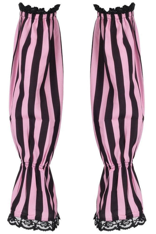 Black/Pink Striped Smocked Sleeves - Daisy Corsets