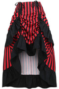 Black/Red Stripe Adjustable High Low Skirt - Daisy Corsets