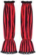 Black/Red Striped Smocked Sleeves - Daisy Corsets